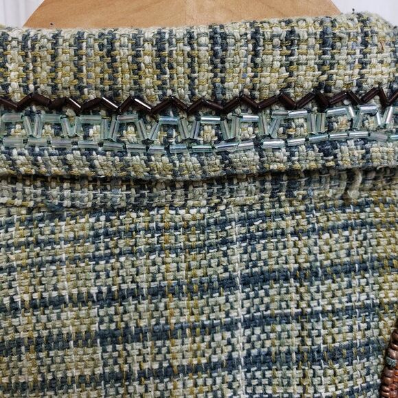 Chico's Blazer Women S Green Plaid Geometric Embellished Button Embroidered Boho - Picture 7 of 14